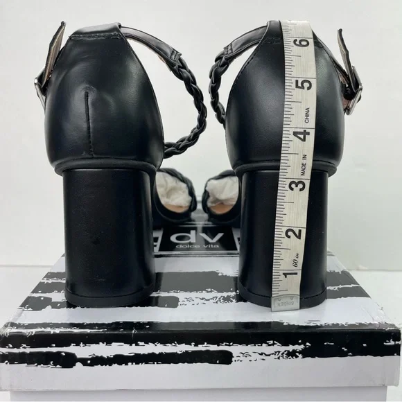NEW DV Dolce Vita Hassa Heeled Sandal Black Braided Straps‎ - Picture 11 of 14